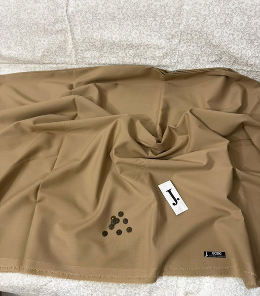 KHAKI BOSKI UNSTITCHED KAMEEZ SHALWAR FABRIC | JUNAID JAMSHED