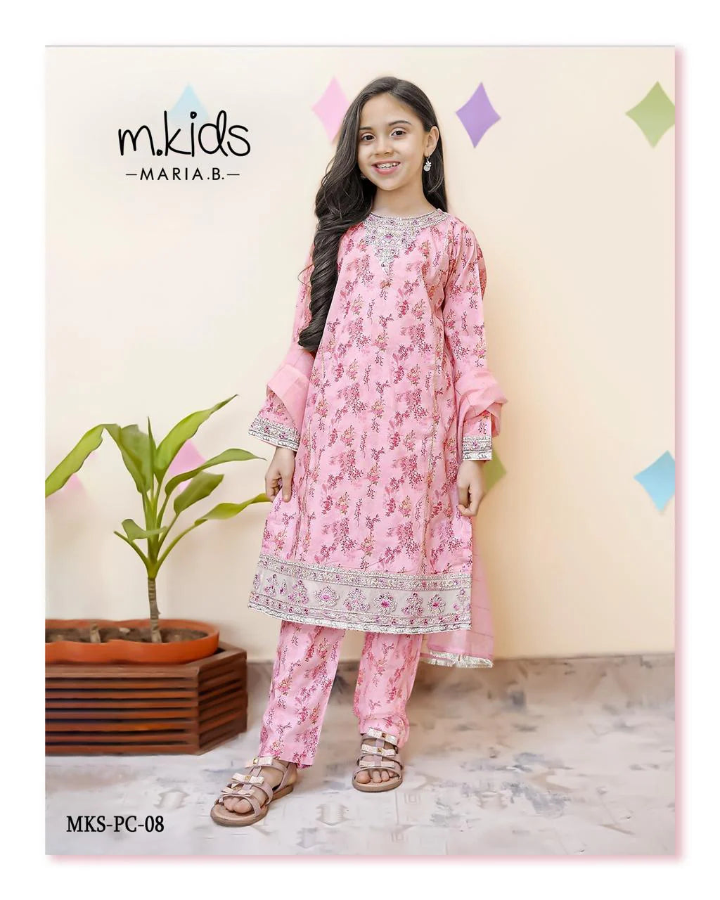 3 Piece Embroidered Lawn Suit | MKS-PC-08