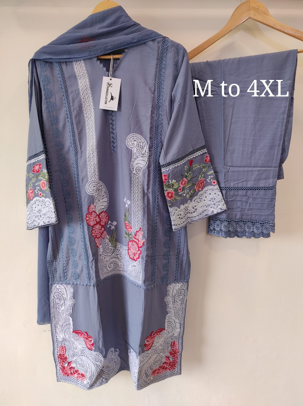 Slate Blue Embroidered Kurta Set