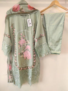 Georgette Embroidered Tunic-Pistachio