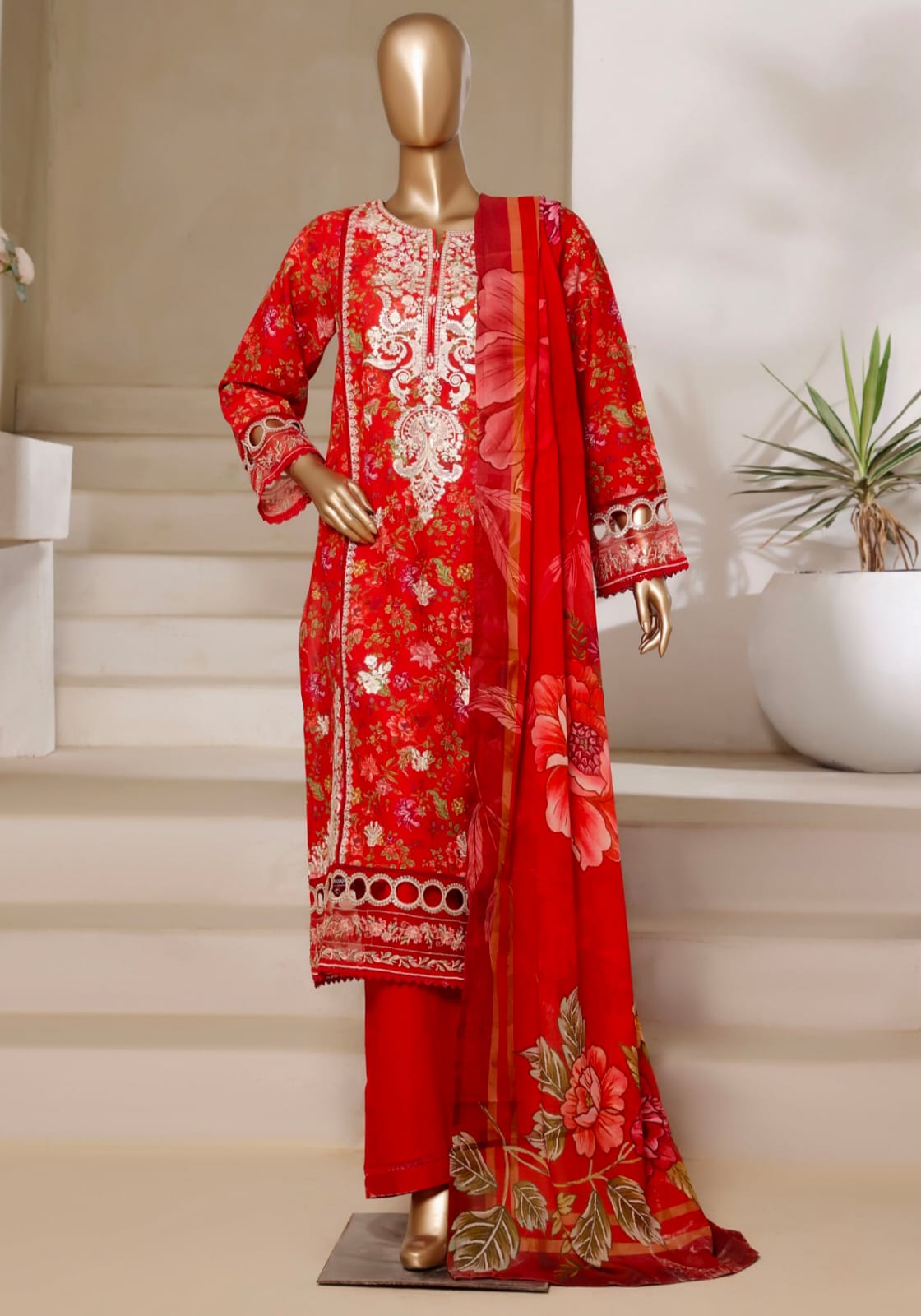 Sadabahar Luxury Lawn | 03 | Red