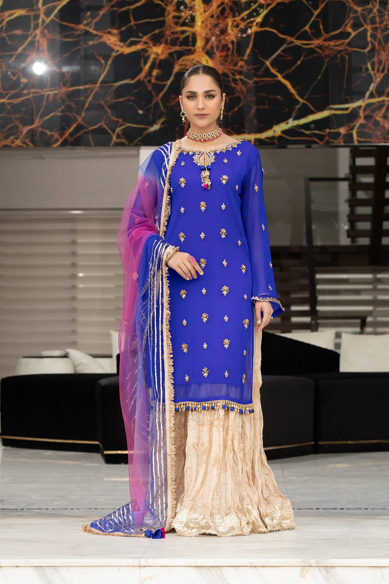 Hand Embroidered | Z-295 | BLUE