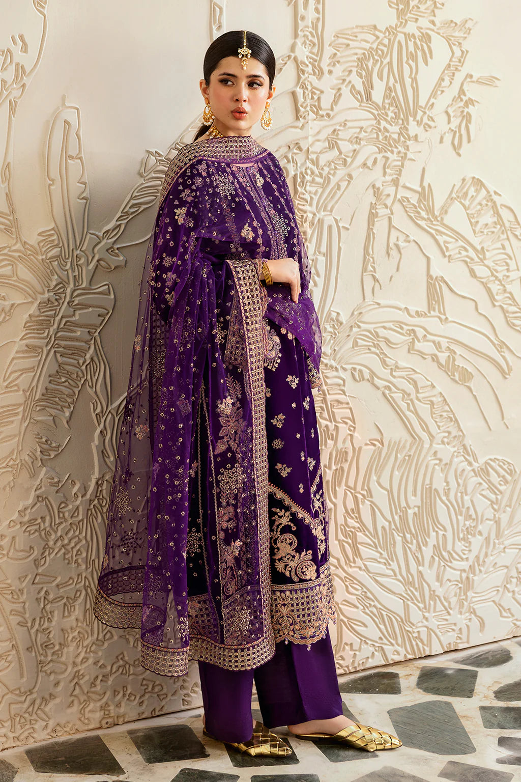 Embroidered Velvet V-602