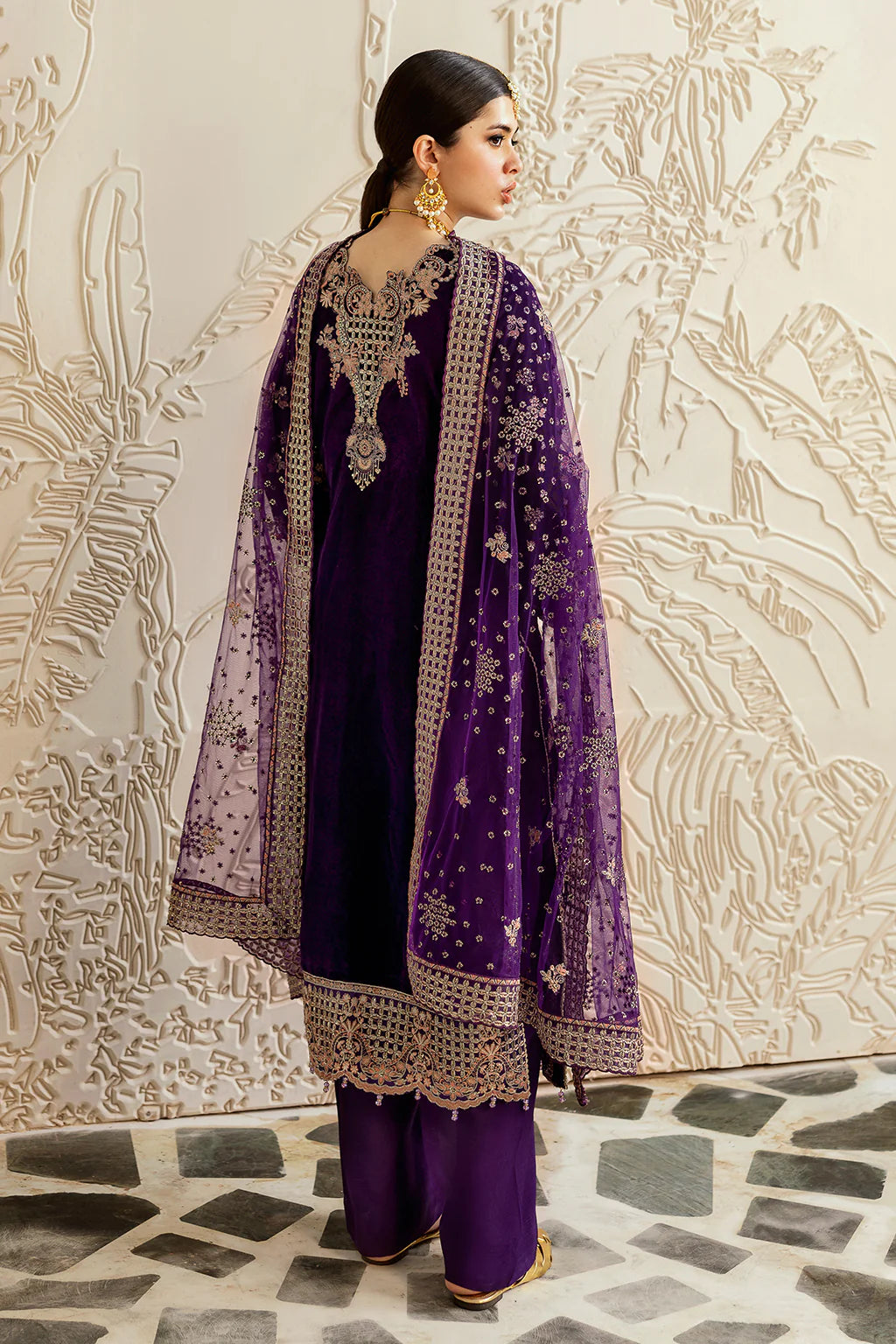 Embroidered Velvet V-602