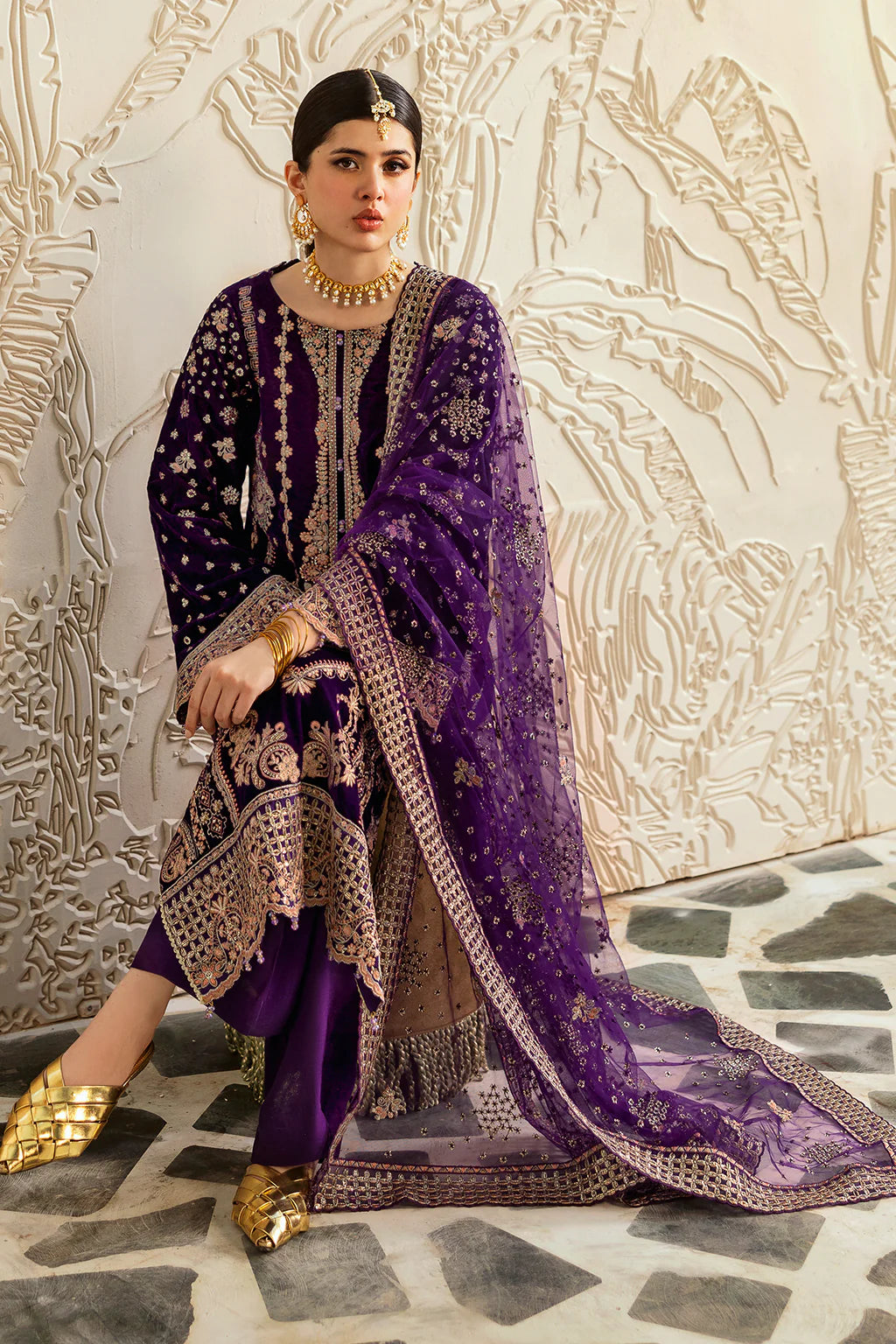 Embroidered Velvet V-602