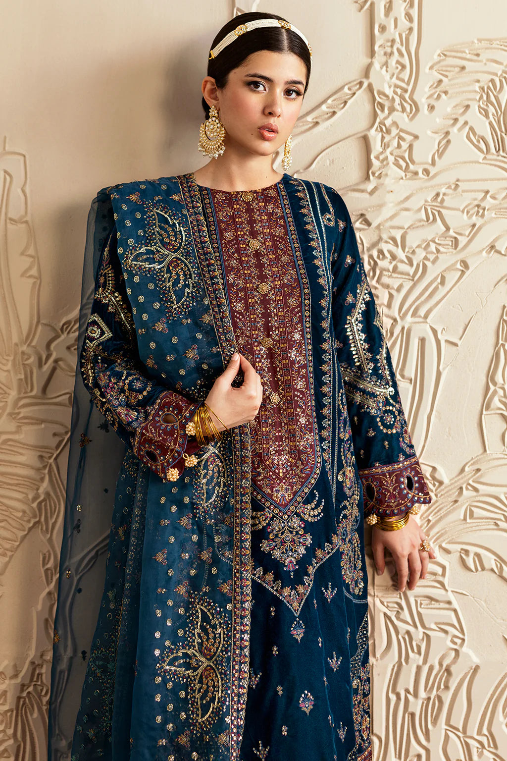 Embroidered Velvet V-604