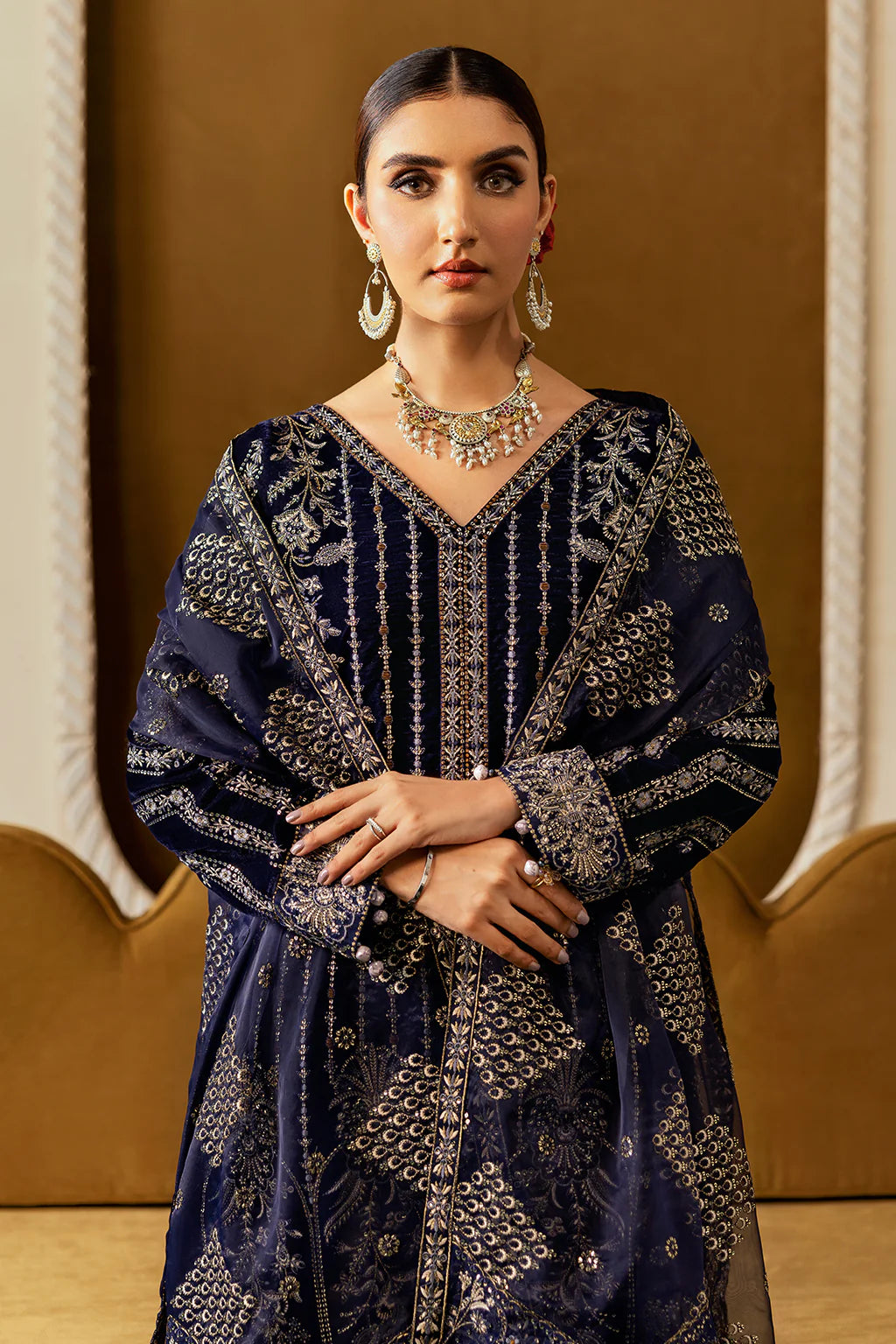 Embroidered Velvet V-608