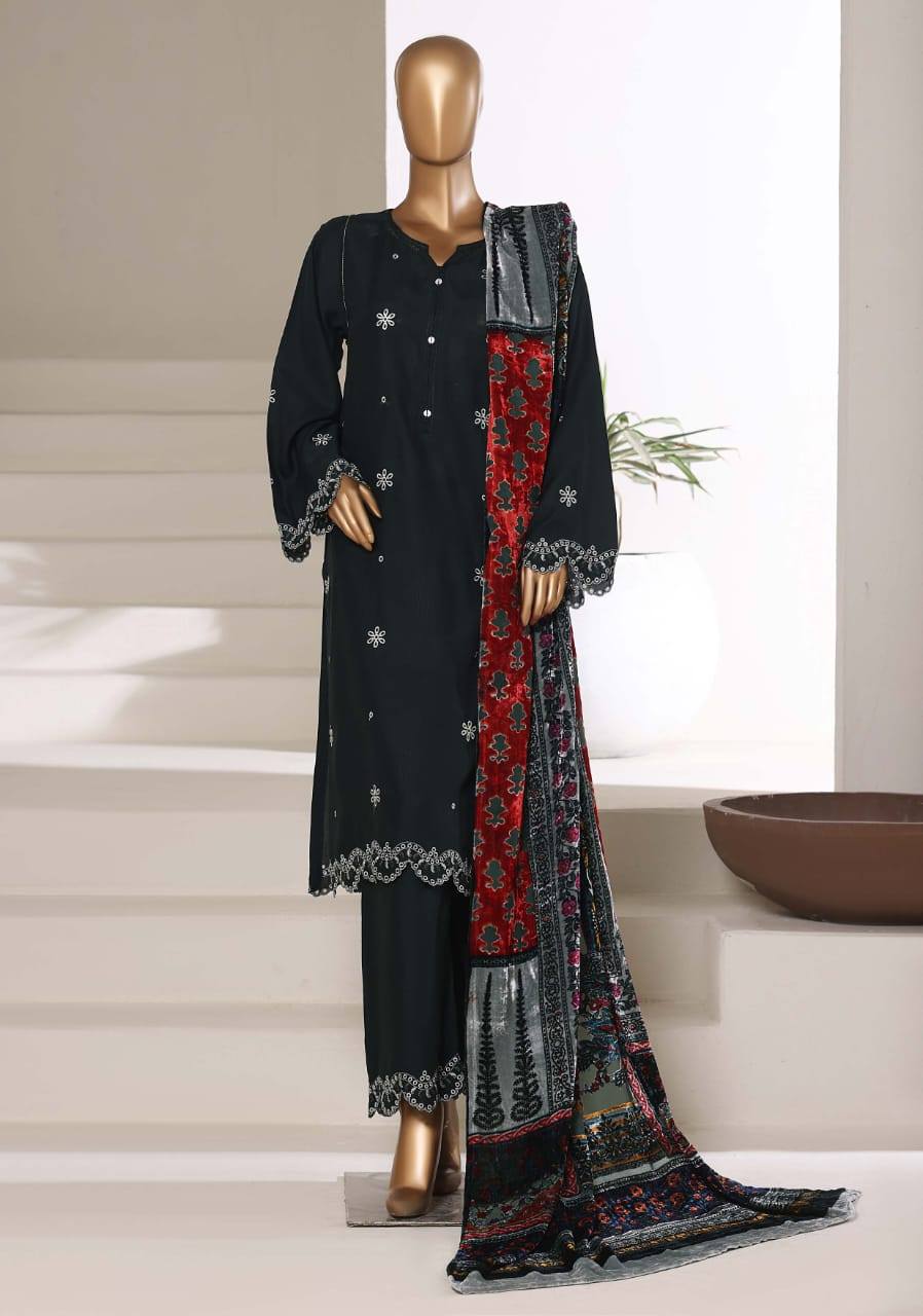 Sadabahar Stitched 3 Piece Luxury Viscose With Palachi Shawl | D.No.002