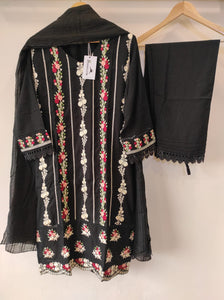 Black  Floral Embroidered Suit
