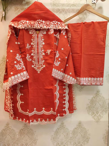 ZEHRA EMBROIDERED SET | ORANGE