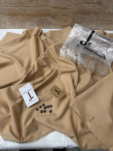 KHAKI BOSKI UNSTITCHED KAMEEZ SHALWAR FABRIC | JUNAID JAMSHED
