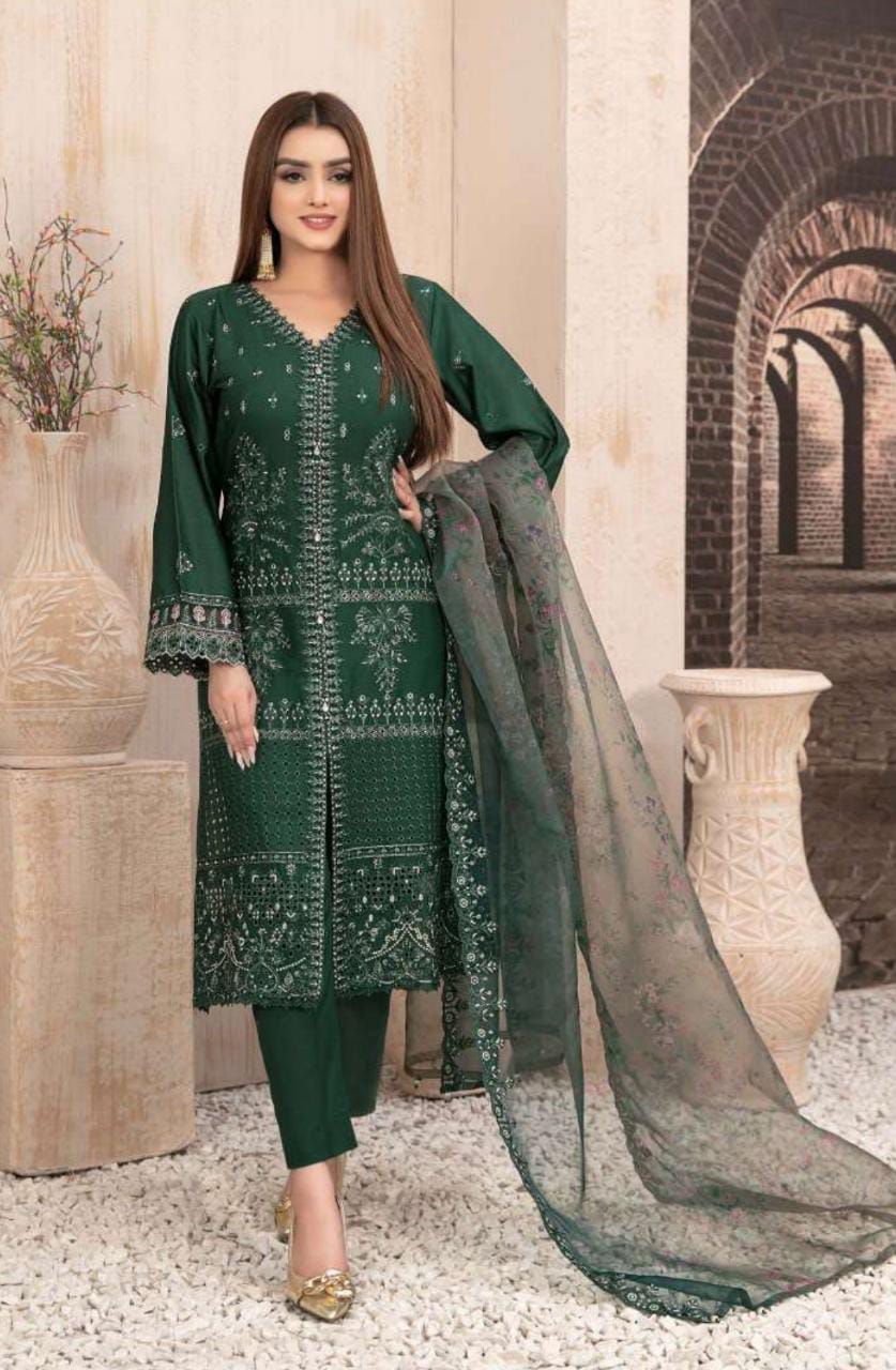 NEZARAH BY TAWAKKAL 3 Piece Un Stitched Suit - D-9162