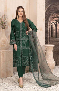 NEZARAH BY TAWAKKAL 3 Piece Un Stitched Suit - D-9162