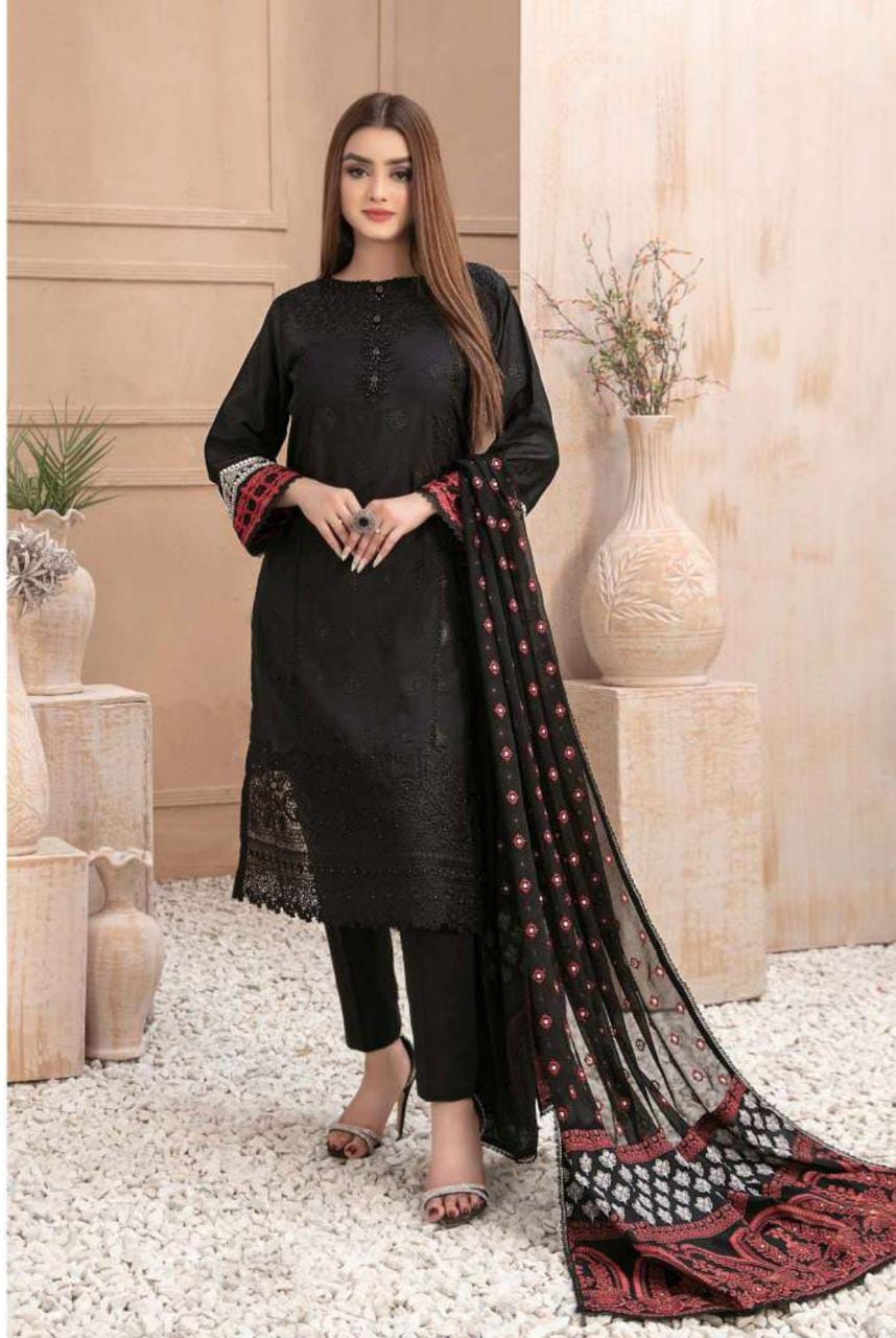 NEZARAH BY TAWAKKAL 3 Piece Un Stitched Suit - D-9161