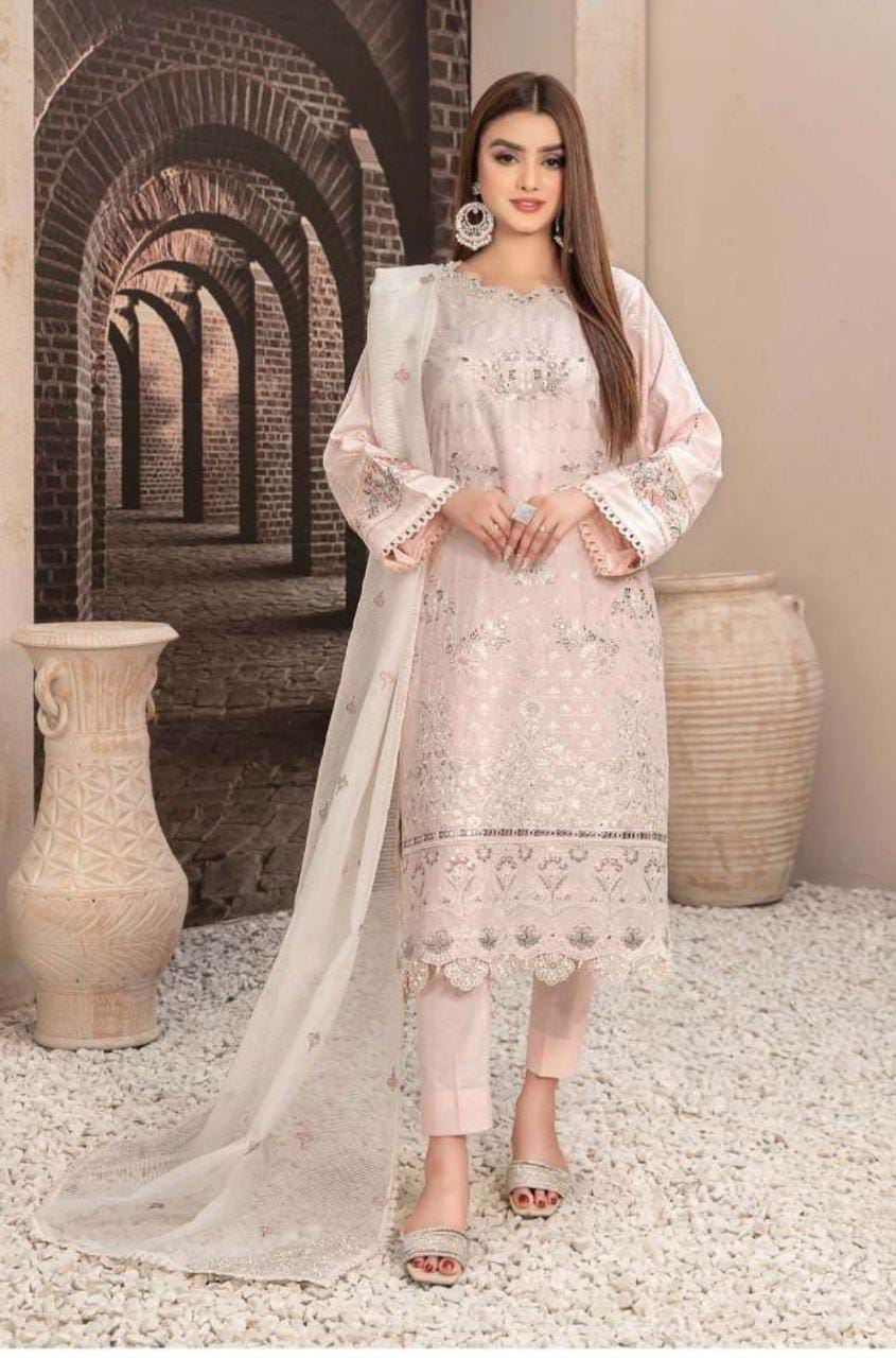 NEZARAH BY TAWAKKAL 3 Piece Un Stitched Suit - D-9159
