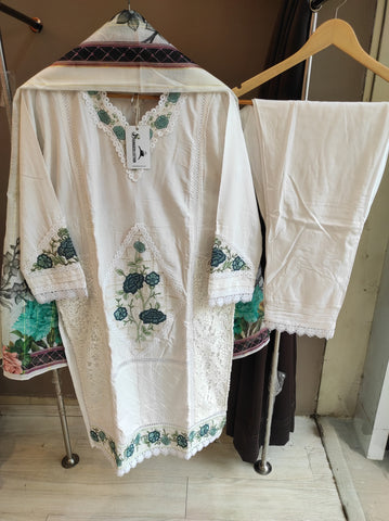 White Embroidered Suit