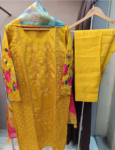Cotton Satin Tunic Set | Yellow
