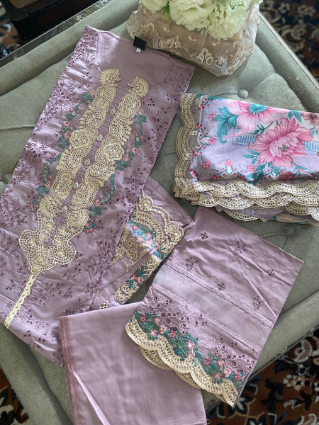 Lilac Semi-stitched Lawn