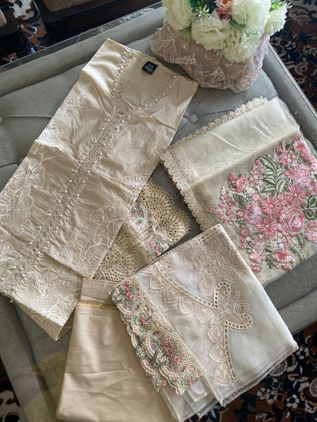 Ivory Semi-stitched Lawn