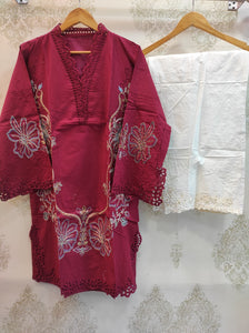 Maroon Cutwork Co-ord set