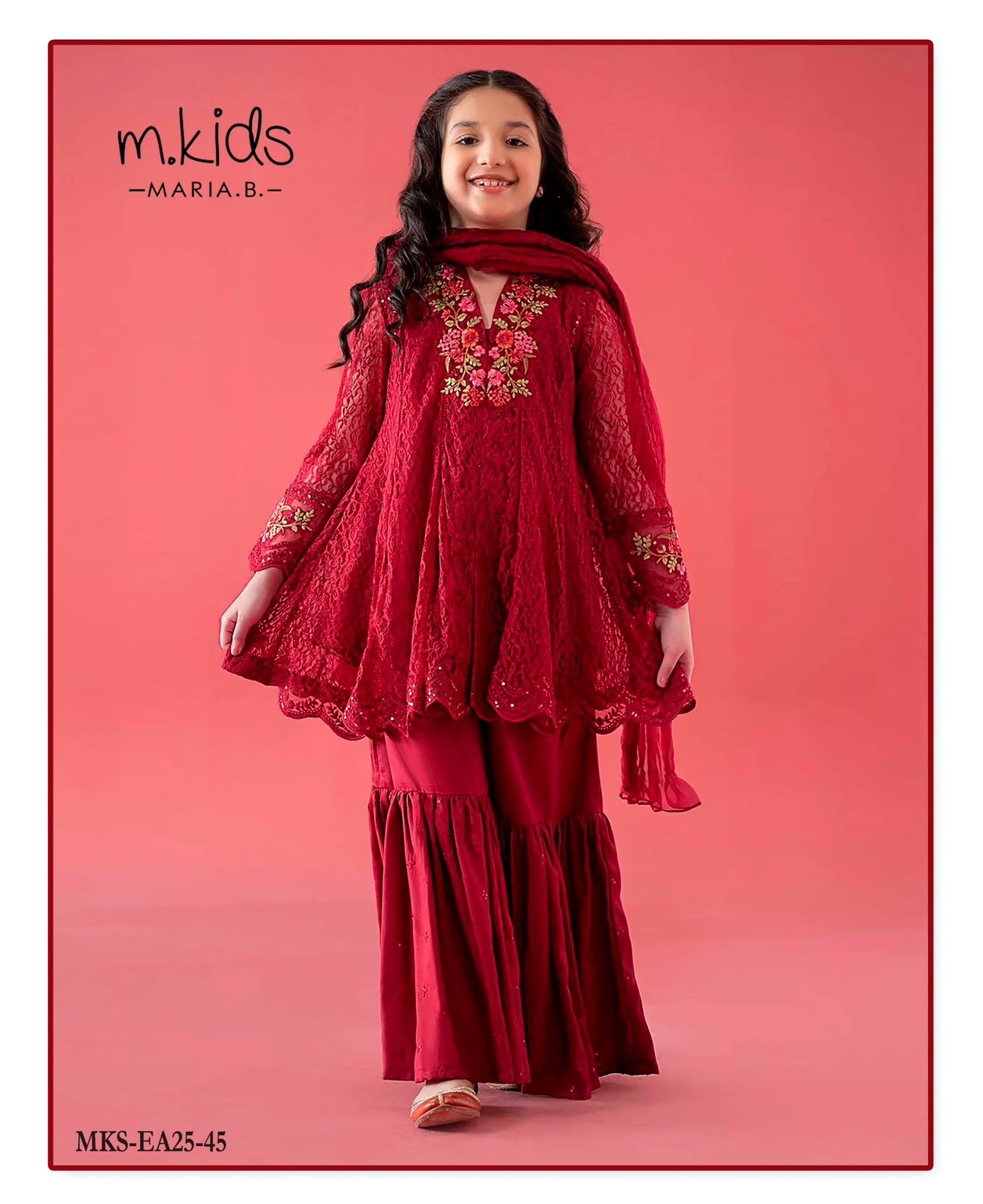 3 Piece Embroidered Net MKS -