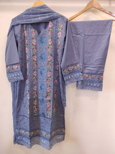 Light Indigo Embroidered Kurta Set