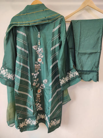 Pine Green Muslin Kurta Set