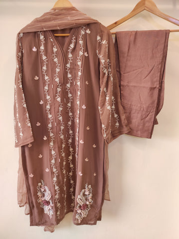 Blush Brown Georgette Kurta Set