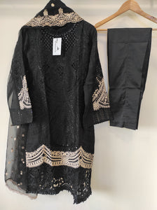 Black cutwork tunic set