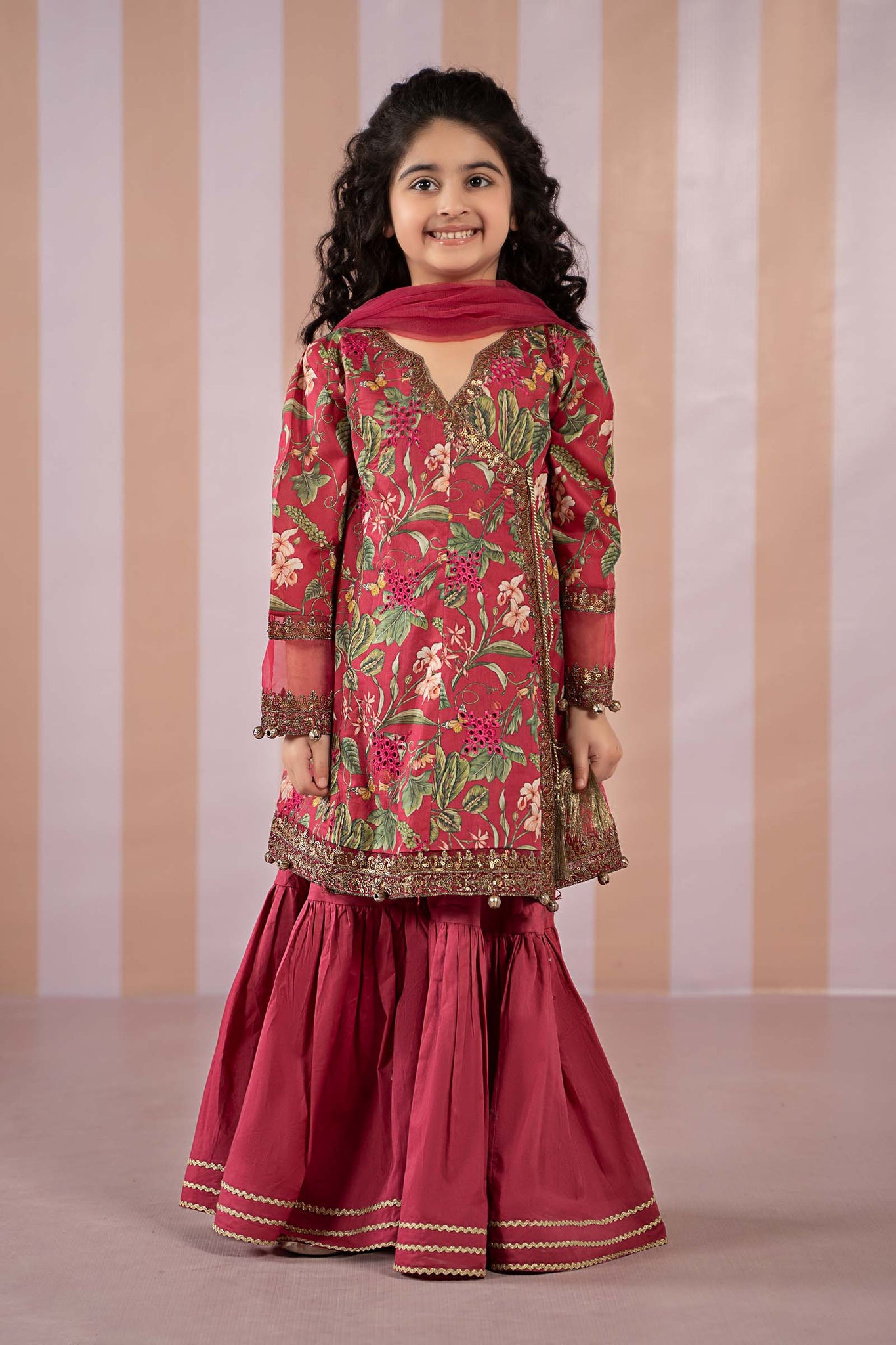 3 Piece Embroidered Organza Suit | MKD-EF25-18-Red-2-4