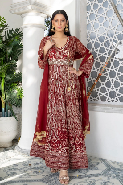 Red Chiffon Gown