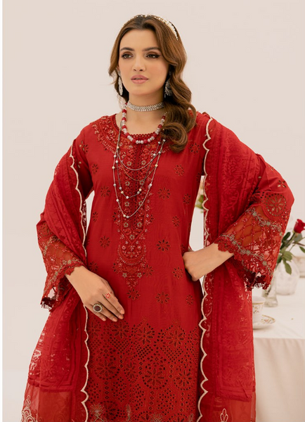 Zahra Rubab Chikankari | Ready To Wear | ZR-2418 | Red