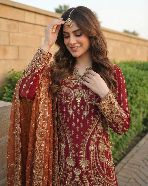 Mehroon Wedding Collection sharara |RTW