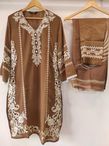 Brown Georgette Cutwork Tunic