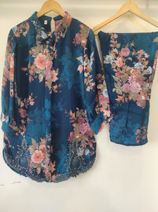 Floral Blue Tunic Set