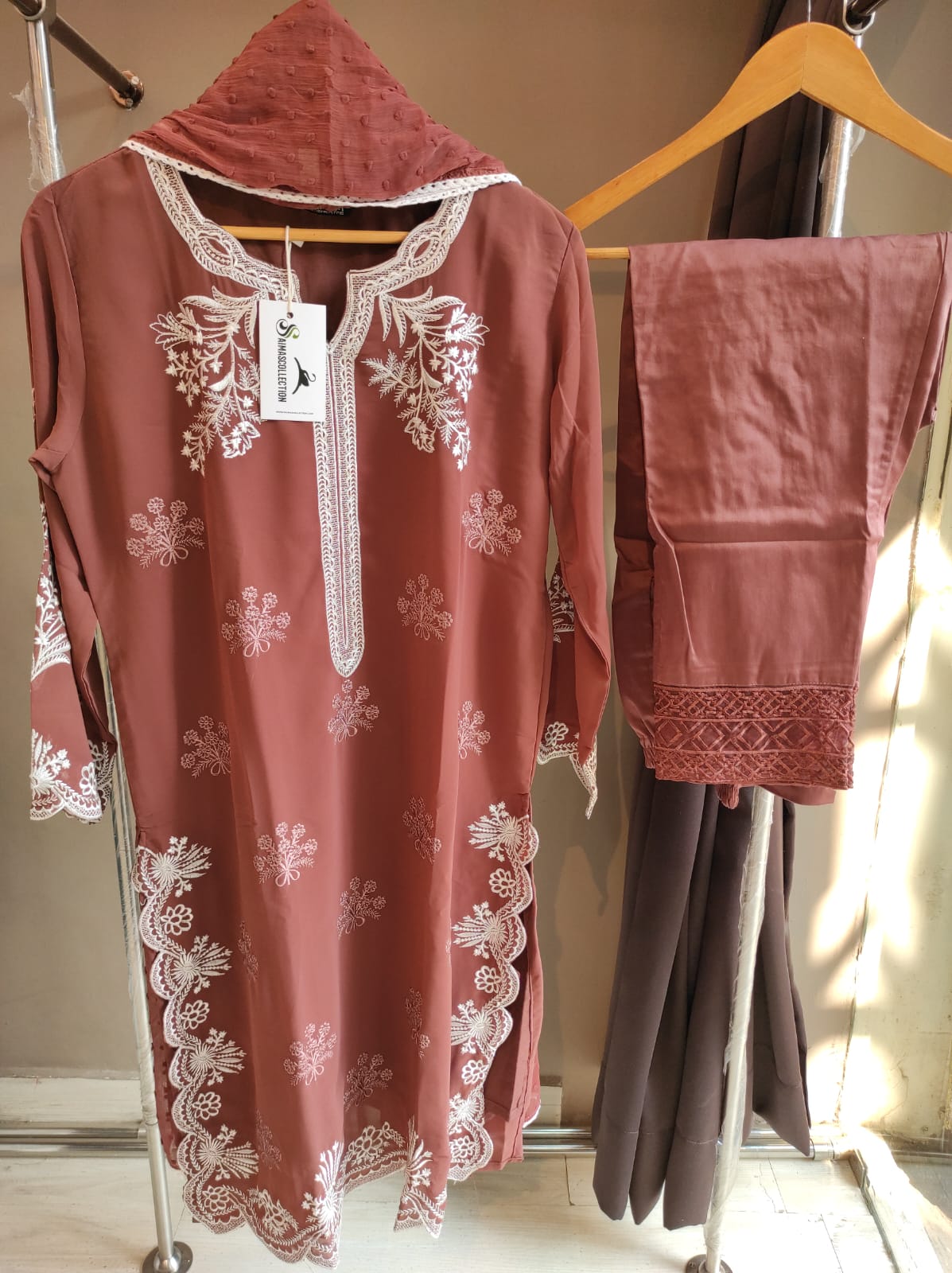 Georgette Embroidered Sets- Rust