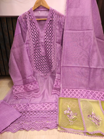 Khaadi Net Semi-stitched ( Lilac )