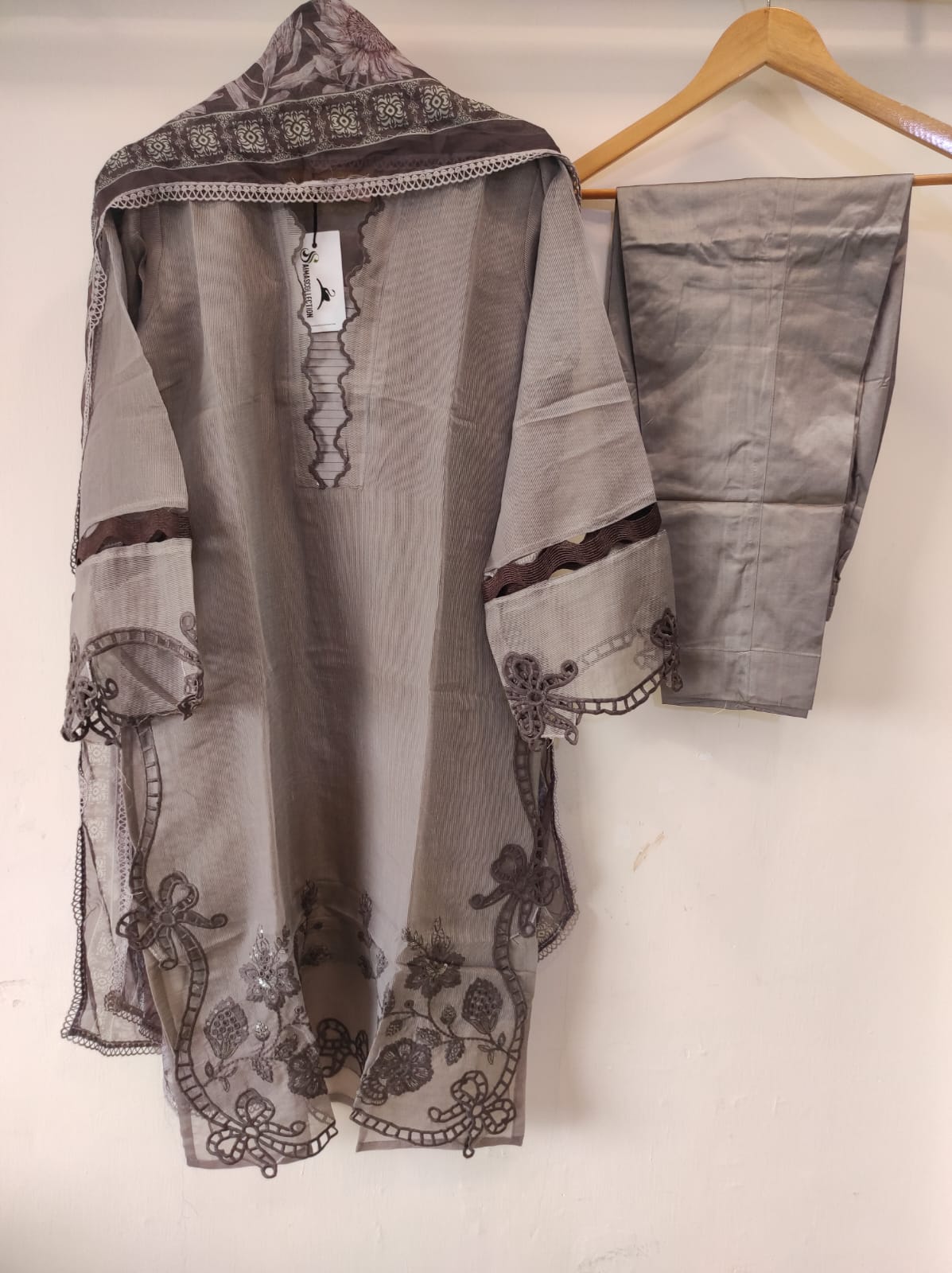 Dusty Purple with white Embroidery