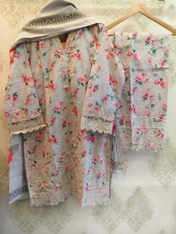 03 Piece Ready to wear Embroidered Shirt & Trouser