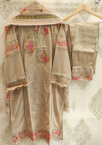 Georgette Floral Set - Beige