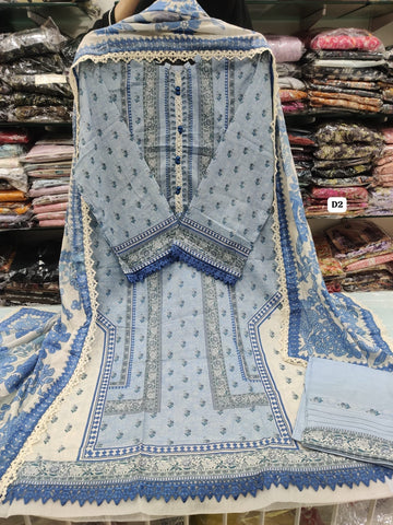 Powder Blue Floral Printed Lawn Collection