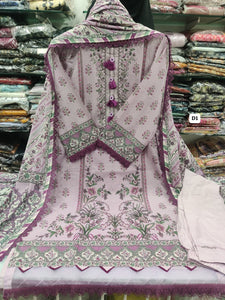 Mauve Pink Floral Printed Lawn Collection