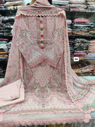 Baby Pink Floral Printed Lawn Collection