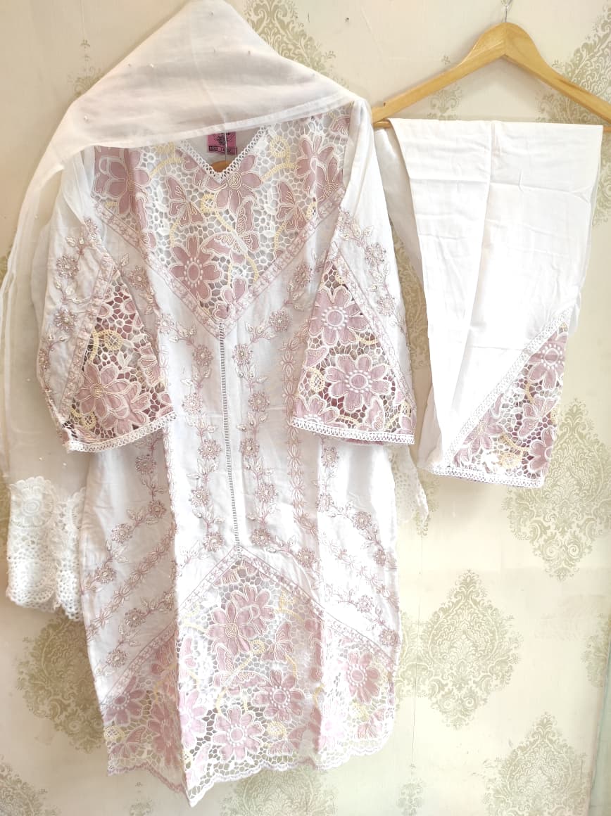 Cutwork Cotton Kurta Set 003