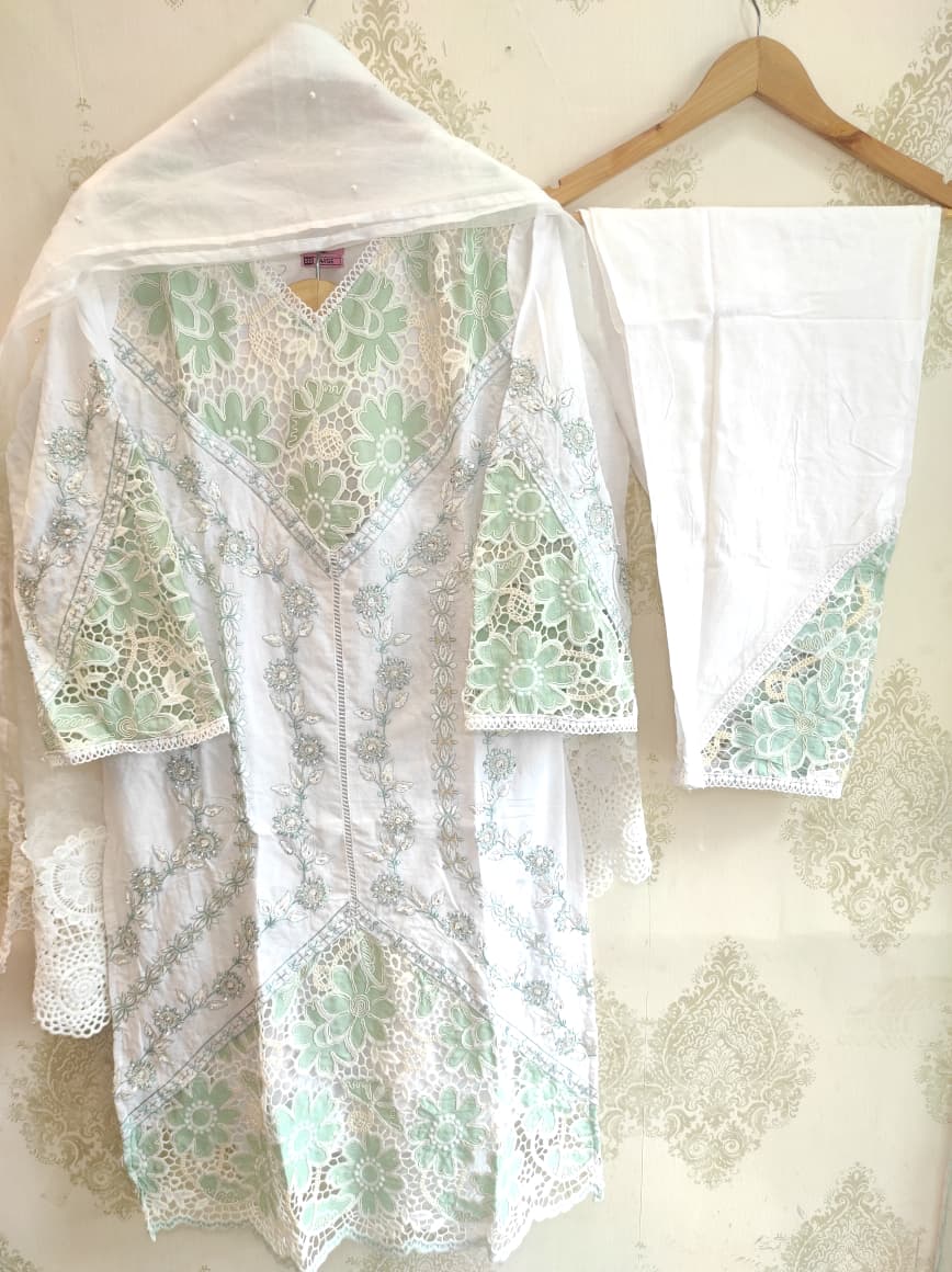 Cutwork Cotton Kurta Set 001