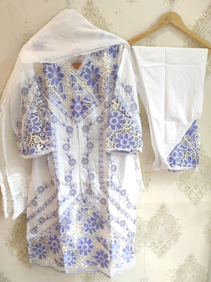 Cutwork Cotton Kurta Set 002