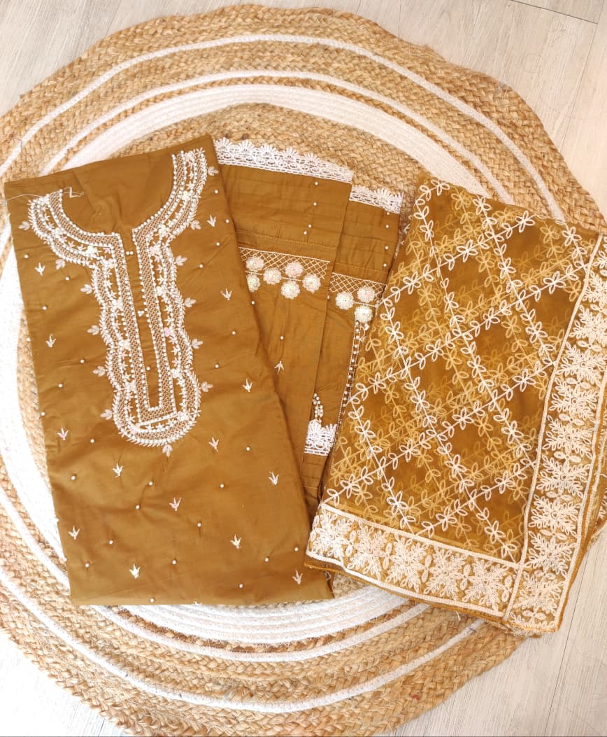 Embroidered Cotton Suit | D.no.1559