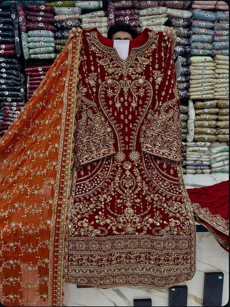 Mehroon Wedding Collection sharara |RTW