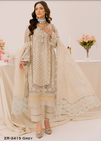 Zahra Rubab Chikankari | Ready To Wear | ZR-2415 | Beige