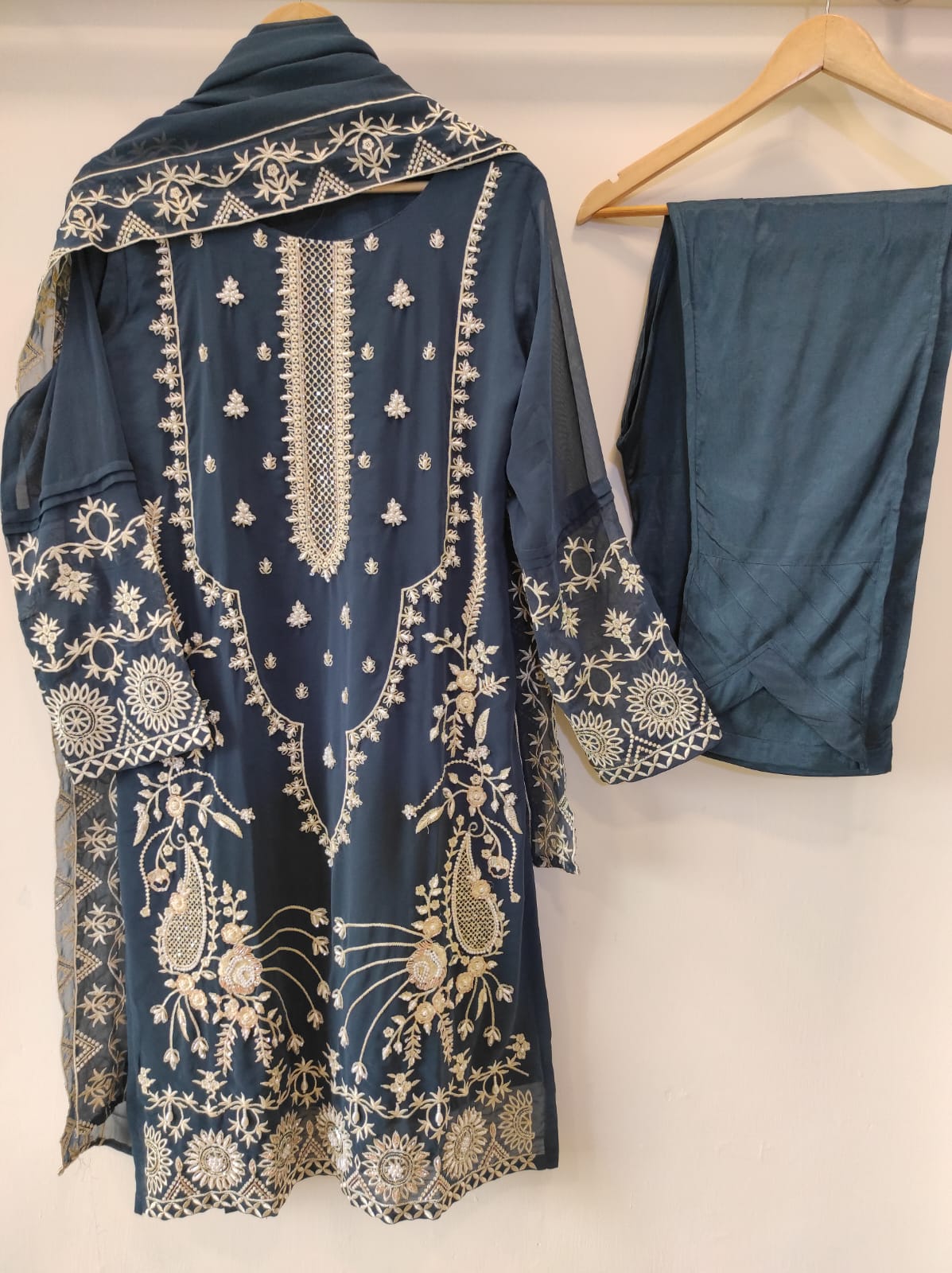 Bluish Grey Georgette Kurta Set